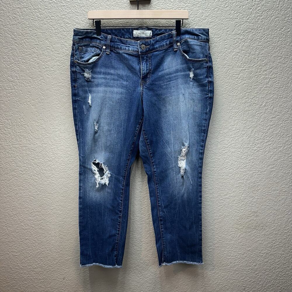 Torrid Womens Jeans Size 16 High Rise Distressed Dark Wash Pants - Picture 1 of 14